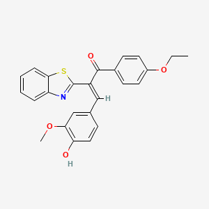 molecular formula C25H21NO4S B12153271 (2Z)-2-(1,3-benzothiazol-2-yl)-1-(4-ethoxyphenyl)-3-(4-hydroxy-3-methoxyphenyl)prop-2-en-1-one 