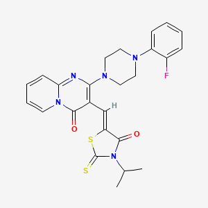 molecular formula C25H24FN5O2S2 B12153287 2-[4-(2-fluorophenyl)piperazin-1-yl]-3-{(Z)-[4-oxo-3-(propan-2-yl)-2-thioxo-1,3-thiazolidin-5-ylidene]methyl}-4H-pyrido[1,2-a]pyrimidin-4-one 