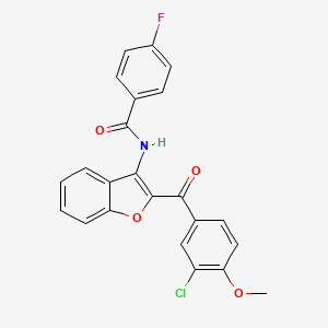 molecular formula C23H15ClFNO4 B12153293 N-{2-[(3-chloro-4-methoxyphenyl)carbonyl]-1-benzofuran-3-yl}-4-fluorobenzamide 