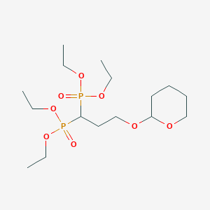 molecular formula C16H34O8P2 B121533 2-[3,3-Bis(diethoxyphosphoryl)propoxy]oxane CAS No. 150250-33-2