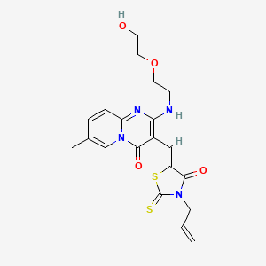 molecular formula C20H22N4O4S2 B12153399 2-{[2-(2-hydroxyethoxy)ethyl]amino}-7-methyl-3-{(Z)-[4-oxo-3-(prop-2-en-1-yl)-2-thioxo-1,3-thiazolidin-5-ylidene]methyl}-4H-pyrido[1,2-a]pyrimidin-4-one 
