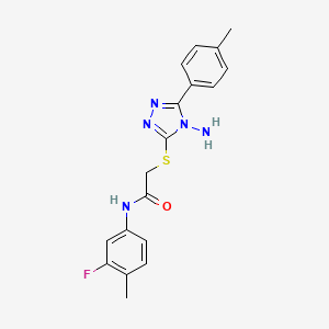 molecular formula C18H18FN5OS B12153412 2-[4-amino-5-(4-methylphenyl)(1,2,4-triazol-3-ylthio)]-N-(3-fluoro-4-methylphe nyl)acetamide 