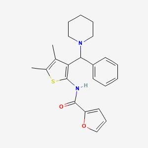 molecular formula C23H26N2O2S B12153505 N-{4,5-dimethyl-3-[phenyl(piperidin-1-yl)methyl]thiophen-2-yl}furan-2-carboxamide 