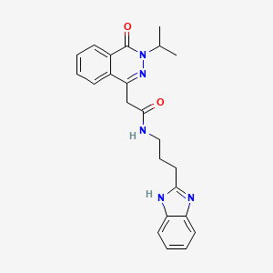 molecular formula C23H25N5O2 B12153582 N-(3-(1H-benzo[d]imidazol-2-yl)propyl)-2-(3-isopropyl-4-oxo-3,4-dihydrophthalazin-1-yl)acetamide 