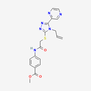 molecular formula C19H18N6O3S B12153587 methyl 4-[({[4-(prop-2-en-1-yl)-5-(pyrazin-2-yl)-4H-1,2,4-triazol-3-yl]sulfanyl}acetyl)amino]benzoate 