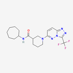 molecular formula C19H25F3N6O B12153589 N-cycloheptyl-1-[3-(trifluoromethyl)[1,2,4]triazolo[4,3-b]pyridazin-6-yl]piperidine-3-carboxamide 