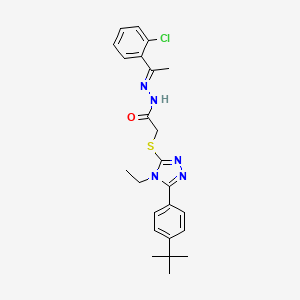 molecular formula C24H28ClN5OS B12153619 2-{[5-(4-tert-butylphenyl)-4-ethyl-4H-1,2,4-triazol-3-yl]sulfanyl}-N'-[(1E)-1-(2-chlorophenyl)ethylidene]acetohydrazide 