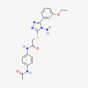 molecular formula C20H22N6O3S B12153623 N-[4-(acetylamino)phenyl]-2-{[4-amino-5-(3-ethoxyphenyl)-4H-1,2,4-triazol-3-yl]sulfanyl}acetamide 