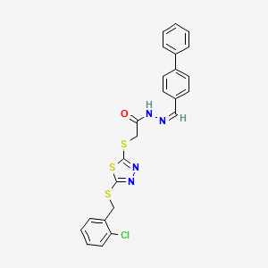 molecular formula C24H19ClN4OS3 B12153675 N'-[(Z)-biphenyl-4-ylmethylidene]-2-({5-[(2-chlorobenzyl)sulfanyl]-1,3,4-thiadiazol-2-yl}sulfanyl)acetohydrazide 