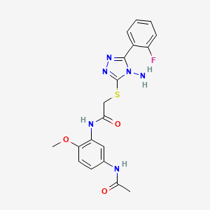 molecular formula C19H19FN6O3S B12153747 N-[5-(acetylamino)-2-methoxyphenyl]-2-{[4-amino-5-(2-fluorophenyl)-4H-1,2,4-triazol-3-yl]sulfanyl}acetamide 