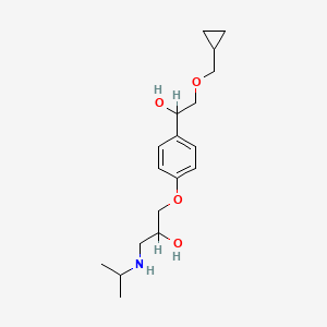 molecular formula C18H29NO4 B1215386 1-(4-(2-(Cyclopropylmethoxy)-1-hydroxyethyl)phenoxy)-3-(isopropylamino)propan-2-ol CAS No. 87549-35-7