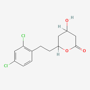 molecular formula C13H14Cl2O3 B1215389 6-[2-(2,4-Dichlorophenyl)ethyl]-4-hydroxyoxan-2-one CAS No. 90761-31-2