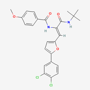 molecular formula C25H24Cl2N2O4 B12153904 N-{(1Z)-3-(tert-butylamino)-1-[5-(3,4-dichlorophenyl)furan-2-yl]-3-oxoprop-1-en-2-yl}-4-methoxybenzamide 