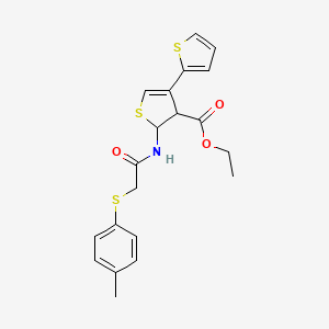 molecular formula C20H21NO3S3 B12153933 Ethyl 2-[2-(4-methylphenylthio)acetylamino]-4-(2-thienyl)-2,3-dihydrothiophene-3-carboxylate 