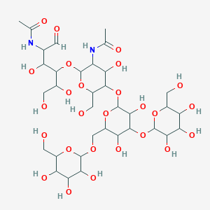 molecular formula C₃₄H₅₈N₂O₂₆ B121540 N-[2-(5-acetamido-1,2,4-trihydroxy-6-oxohexan-3-yl)oxy-5-[3,5-dihydroxy-4-[3,4,5-trihydroxy-6-(hydroxymethyl)oxan-2-yl]oxy-6-[[3,4,5-trihydroxy-6-(hydroxymethyl)oxan-2-yl]oxymethyl]oxan-2-yl]oxy-4-hydroxy-6-(hydroxymethyl)oxan-3-yl]acetamide CAS No. 70858-45-6