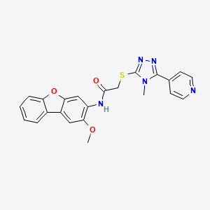 molecular formula C23H19N5O3S B12154036 N-(2-methoxydibenzo[b,d]furan-3-yl)-2-{[4-methyl-5-(pyridin-4-yl)-4H-1,2,4-triazol-3-yl]sulfanyl}acetamide 
