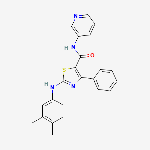 molecular formula C23H20N4OS B12154075 2-[(3,4-dimethylphenyl)amino]-4-phenyl-N-(pyridin-3-yl)-1,3-thiazole-5-carboxamide 