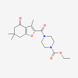 molecular formula C19H26N2O5 B12154076 Ethyl 4-[(3,6,6-trimethyl-4-oxo-4,5,6,7-tetrahydro-1-benzofuran-2-yl)carbonyl]piperazine-1-carboxylate 