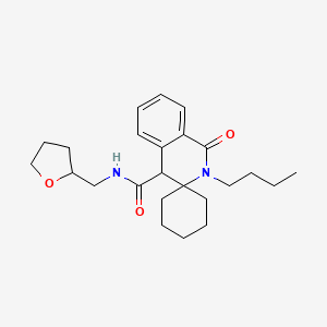 molecular formula C24H34N2O3 B12154102 2'-butyl-1'-oxo-N-((tetrahydrofuran-2-yl)methyl)-2',4'-dihydro-1'H-spiro[cyclohexane-1,3'-isoquinoline]-4'-carboxamide 