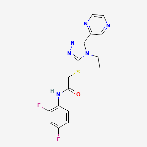 molecular formula C16H14F2N6OS B12154108 N-(2,4-difluorophenyl)-2-{[4-ethyl-5-(pyrazin-2-yl)-4H-1,2,4-triazol-3-yl]sulfanyl}acetamide 