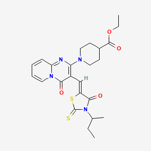 molecular formula C24H28N4O4S2 B12154122 ethyl 1-(3-{(Z)-[3-(butan-2-yl)-4-oxo-2-thioxo-1,3-thiazolidin-5-ylidene]methyl}-4-oxo-4H-pyrido[1,2-a]pyrimidin-2-yl)piperidine-4-carboxylate 