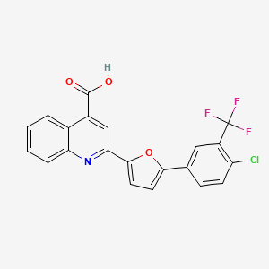 molecular formula C21H11ClF3NO3 B12154157 2-{5-[4-Chloro-3-(trifluoromethyl)phenyl]furan-2-yl}quinoline-4-carboxylic acid 