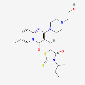 molecular formula C23H29N5O3S2 B12154285 3-{(Z)-[3-(butan-2-yl)-4-oxo-2-thioxo-1,3-thiazolidin-5-ylidene]methyl}-2-[4-(2-hydroxyethyl)piperazin-1-yl]-7-methyl-4H-pyrido[1,2-a]pyrimidin-4-one 