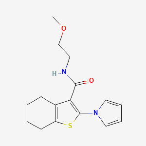molecular formula C16H20N2O2S B12154364 N-(2-methoxyethyl)-2-(1H-pyrrol-1-yl)-4,5,6,7-tetrahydro-1-benzothiophene-3-carboxamide 