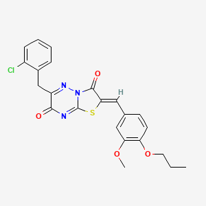 molecular formula C23H20ClN3O4S B12154369 (2Z)-6-(2-chlorobenzyl)-2-(3-methoxy-4-propoxybenzylidene)-7H-[1,3]thiazolo[3,2-b][1,2,4]triazine-3,7(2H)-dione 
