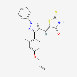 molecular formula C23H19N3O2S2 B12154373 (5Z)-5-({3-[2-methyl-4-(prop-2-en-1-yloxy)phenyl]-1-phenyl-1H-pyrazol-4-yl}methylidene)-2-thioxo-1,3-thiazolidin-4-one 