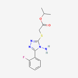 molecular formula C13H15FN4O2S B12154438 Methylethyl 2-[4-amino-5-(2-fluorophenyl)-1,2,4-triazol-3-ylthio]acetate 