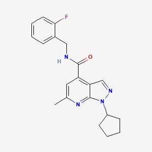 molecular formula C20H21FN4O B12154472 1-cyclopentyl-N-(2-fluorobenzyl)-6-methyl-1H-pyrazolo[3,4-b]pyridine-4-carboxamide 