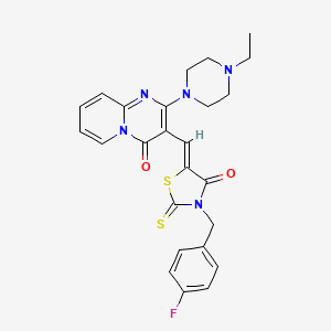 molecular formula C25H24FN5O2S2 B12154479 2-(4-ethylpiperazin-1-yl)-3-{(Z)-[3-(4-fluorobenzyl)-4-oxo-2-thioxo-1,3-thiazolidin-5-ylidene]methyl}-4H-pyrido[1,2-a]pyrimidin-4-one 