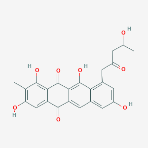 molecular formula C24H20O8 B121545 (+)-1,3,8,11-四羟基-10-(4-羟基-2-氧戊基)-2-甲基-5,12-萘并二酮 CAS No. 150829-94-0