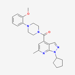 molecular formula C24H29N5O2 B12154545 (1-cyclopentyl-6-methyl-1H-pyrazolo[3,4-b]pyridin-4-yl)[4-(2-methoxyphenyl)piperazin-1-yl]methanone 