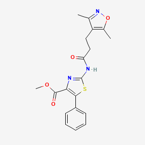 molecular formula C19H19N3O4S B12154553 methyl (2Z)-2-{[3-(3,5-dimethyl-1,2-oxazol-4-yl)propanoyl]imino}-5-phenyl-2,3-dihydro-1,3-thiazole-4-carboxylate 