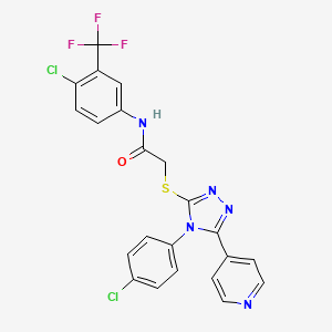 molecular formula C22H14Cl2F3N5OS B12154674 2-{[4-(4-chlorophenyl)-5-(pyridin-4-yl)-4H-1,2,4-triazol-3-yl]sulfanyl}-N-[4-chloro-3-(trifluoromethyl)phenyl]acetamide 
