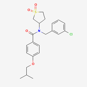 molecular formula C22H26ClNO4S B12154682 N-(3-chlorobenzyl)-N-(1,1-dioxidotetrahydrothiophen-3-yl)-4-(2-methylpropoxy)benzamide 