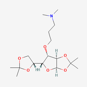 molecular formula C17H31NO6 B1215474 3-[[(3aR,5R,6S,6aR)-5-[(4R)-2,2-dimethyl-1,3-dioxolan-4-yl]-2,2-dimethyl-3a,5,6,6a-tetrahydrofuro[2,3-d][1,3]dioxol-6-yl]oxy]-N,N-dimethylpropan-1-amine CAS No. 53914-14-0
