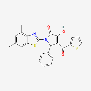 molecular formula C24H18N2O3S2 B12154763 (4E)-1-(4,6-dimethyl-1,3-benzothiazol-2-yl)-4-[hydroxy(thiophen-2-yl)methylidene]-5-phenylpyrrolidine-2,3-dione 