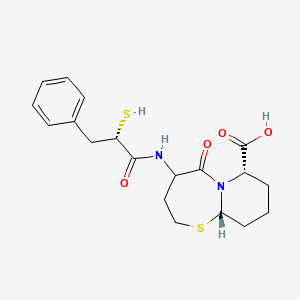 molecular formula C19H24N2O4S2 B1215478 (7S,10aS)-5-oxo-4-[[(2S)-3-phenyl-2-sulfanylpropanoyl]amino]-2,3,4,7,8,9,10,10a-octahydropyrido[2,1-b][1,3]thiazepine-7-carboxylic acid 