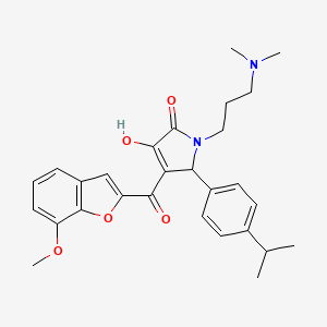 molecular formula C28H32N2O5 B12154785 1-[3-(Dimethylamino)propyl]-3-hydroxy-4-[(7-methoxybenzo[d]furan-2-yl)carbonyl]-5-[4-(methylethyl)phenyl]-3-pyrrolin-2-one 