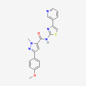 molecular formula C20H17N5O2S B12154792 3-(4-methoxyphenyl)-1-methyl-N-[(2Z)-4-(pyridin-3-yl)-1,3-thiazol-2(3H)-ylidene]-1H-pyrazole-5-carboxamide 