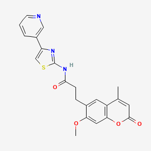 molecular formula C22H19N3O4S B12154841 3-(7-methoxy-4-methyl-2-oxo-2H-chromen-6-yl)-N-(4-(pyridin-3-yl)thiazol-2-yl)propanamide 