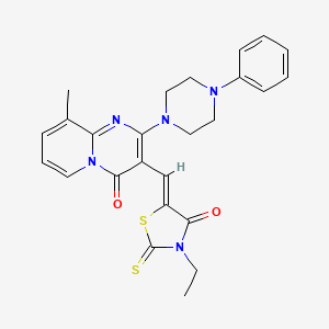 molecular formula C25H25N5O2S2 B12154875 3-[(Z)-(3-ethyl-4-oxo-2-thioxo-1,3-thiazolidin-5-ylidene)methyl]-9-methyl-2-(4-phenylpiperazin-1-yl)-4H-pyrido[1,2-a]pyrimidin-4-one 