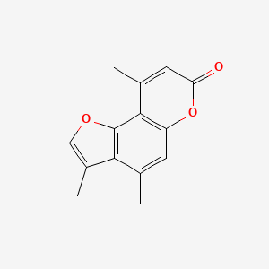 B1215489 7H-Furo(2,3-f)(1)benzopyran-7-one, 3,4,9-trimethyl- CAS No. 76591-80-5