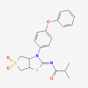 molecular formula C21H22N2O4S2 B12154939 N-[(2Z)-5,5-dioxido-3-(4-phenoxyphenyl)tetrahydrothieno[3,4-d][1,3]thiazol-2(3H)-ylidene]-2-methylpropanamide 
