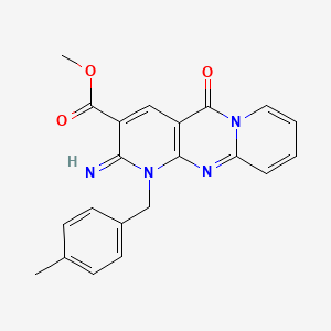 molecular formula C21H18N4O3 B12154996 Methyl 6-imino-7-[(4-methylphenyl)methyl]-2-oxo-1,7,9-triazatricyclo[8.4.0.03,8]tetradeca-3(8),4,9,11,13-pentaene-5-carboxylate 