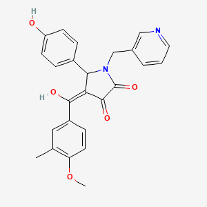 molecular formula C25H22N2O5 B12155178 3-hydroxy-5-(4-hydroxyphenyl)-4-[(4-methoxy-3-methylphenyl)carbonyl]-1-(pyridin-3-ylmethyl)-1,5-dihydro-2H-pyrrol-2-one 