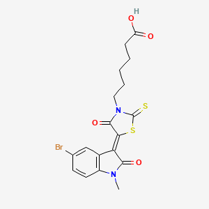 molecular formula C18H17BrN2O4S2 B12155221 6-[(5Z)-5-(5-bromo-1-methyl-2-oxo-1,2-dihydro-3H-indol-3-ylidene)-4-oxo-2-thioxo-1,3-thiazolidin-3-yl]hexanoic acid 